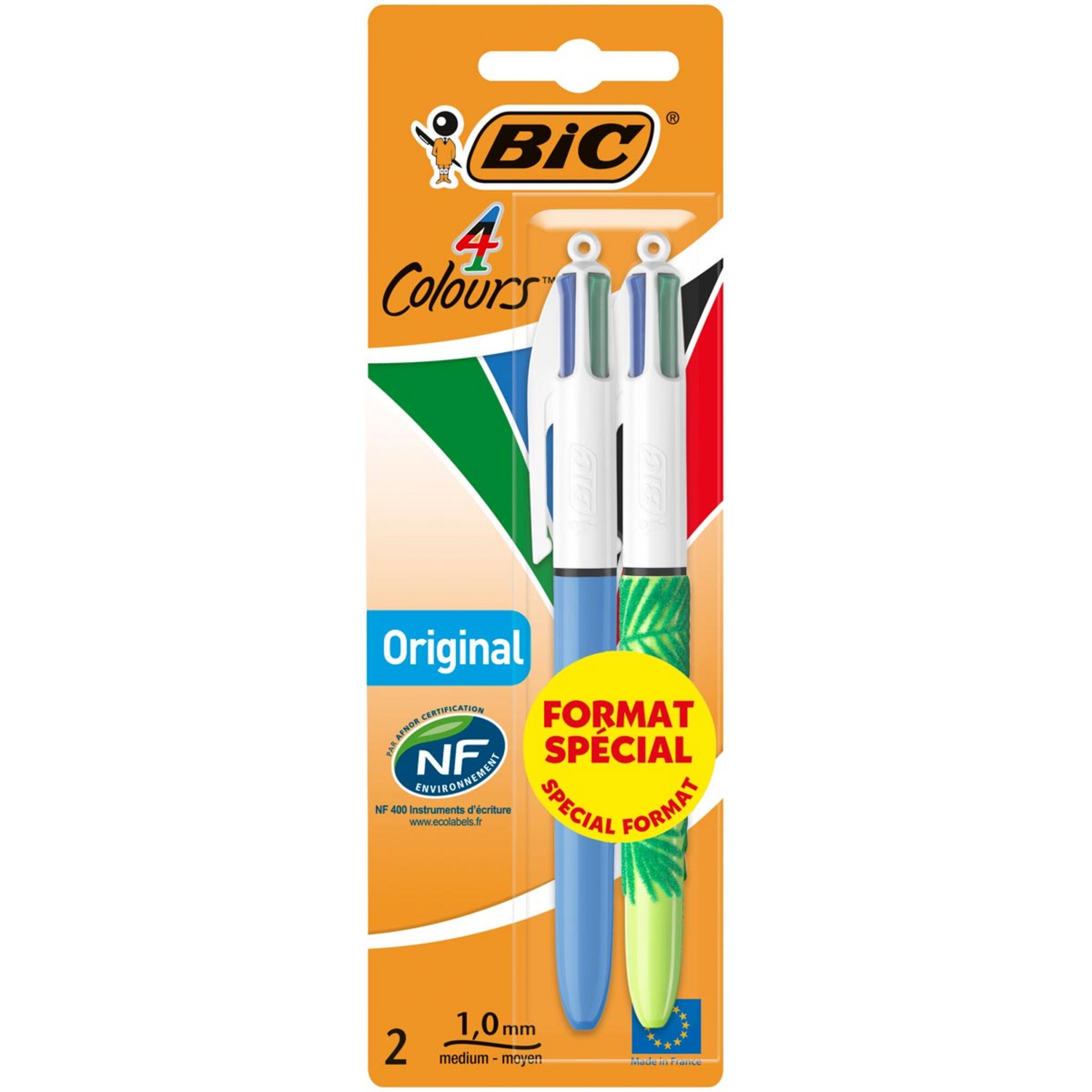 BIC Stylo 4 Couleurs Velours Pointe Moyenne - Modèles Aléatoires