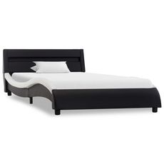 Cadre de lit avec LED Noir et blanc Similicuir 120x200 cm