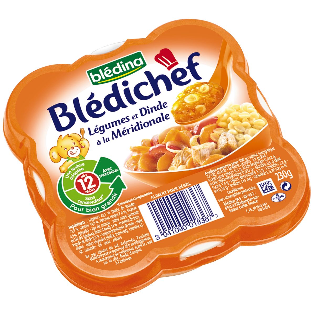 BLÉDINA BLÉDICHEF Assiette Légumes Et Dinde À La Méridionale Dès 12 ...