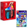 NINTENDO Console Nintendo Switch (modèle OLED) Joy-Con Bleu et Rouge + Mario + The Lapins Crétins Sparks of Hope Nintendo Switch