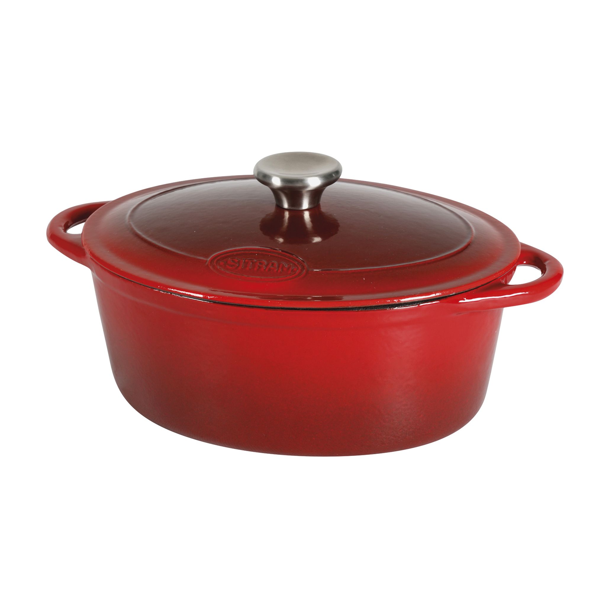 Sitram Faitout Fonte - 4L - 711083 - Oval - Rouge - Garantie 1 an à prix  pas cher