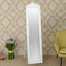 Miroir sur pied Style baroque 160 x 40 cm Blanc
