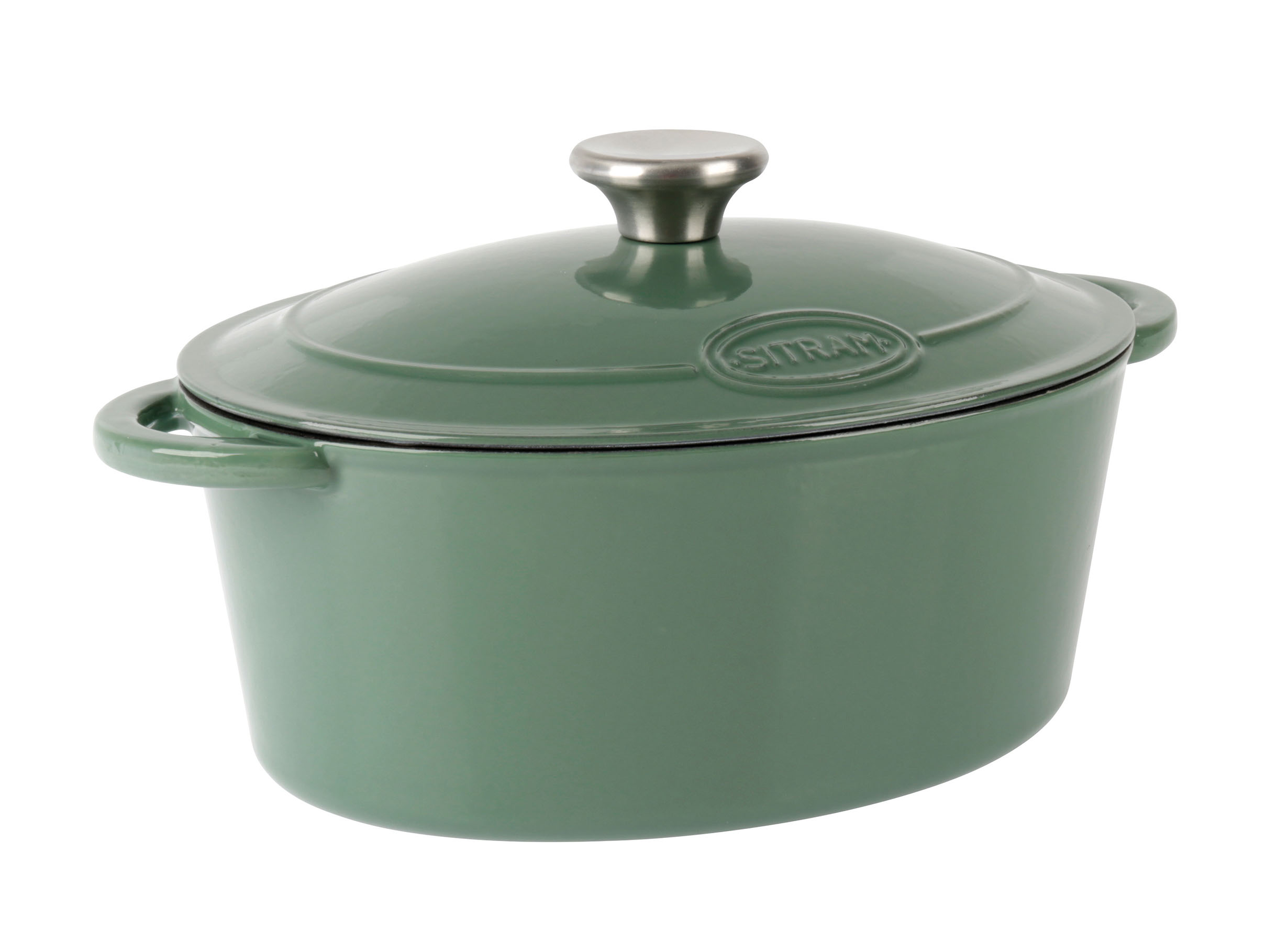 SITRAM Cocotte en fonte ovale induction 9 litres vert sauge