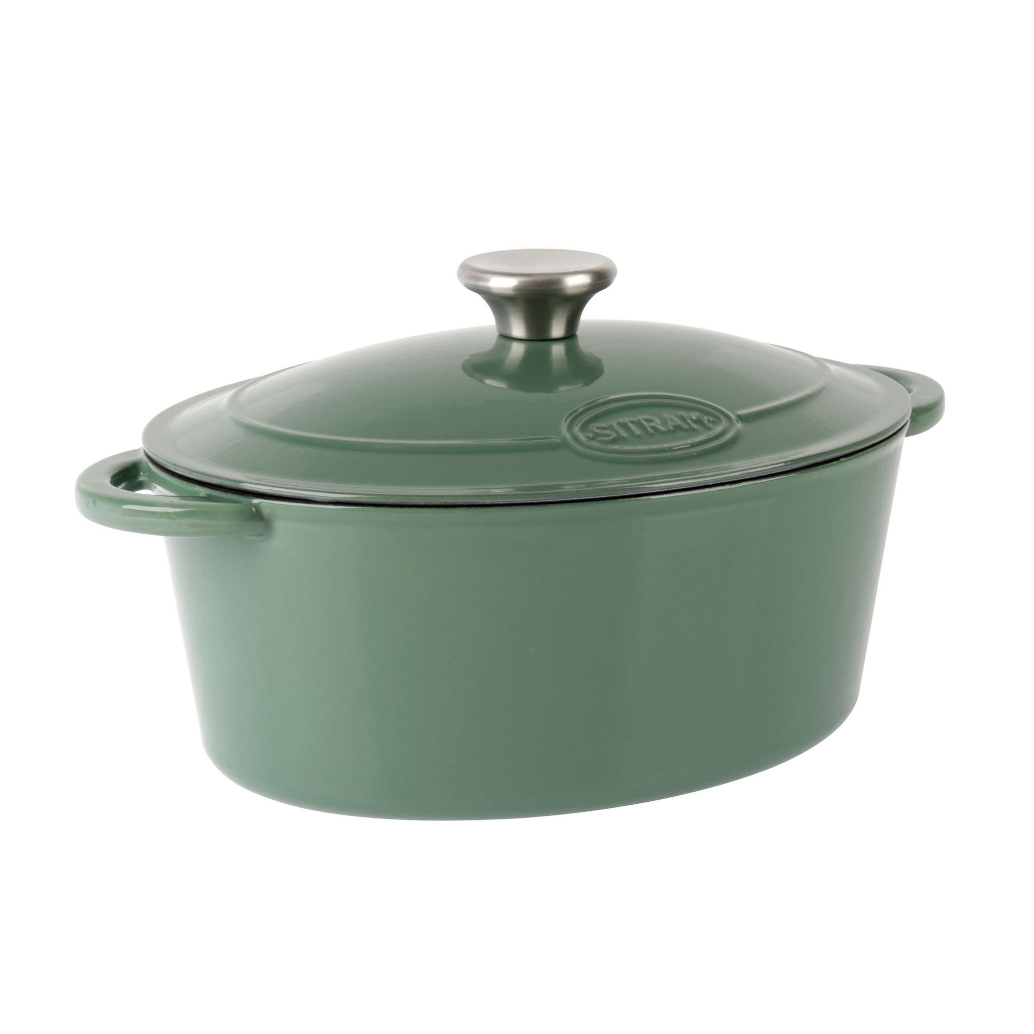 SITRAM Cocotte en fonte ovale induction 9 litres vert sauge