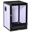 PAWHUT Terrarium vivarium boîte pour reptiles dim. 32L x 32l x 46H cm avec passe-câble, fond en ABS, plateau amovible noir blanc