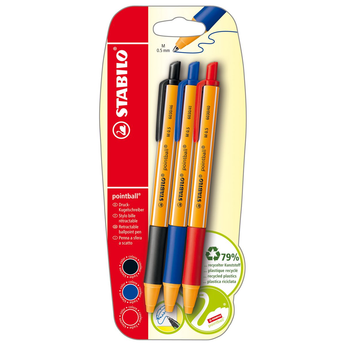 AUCHAN Stylo 10 couleurs rétractable pointe moyenne 1mm - assortiment  fantaisie - bleu pas cher 