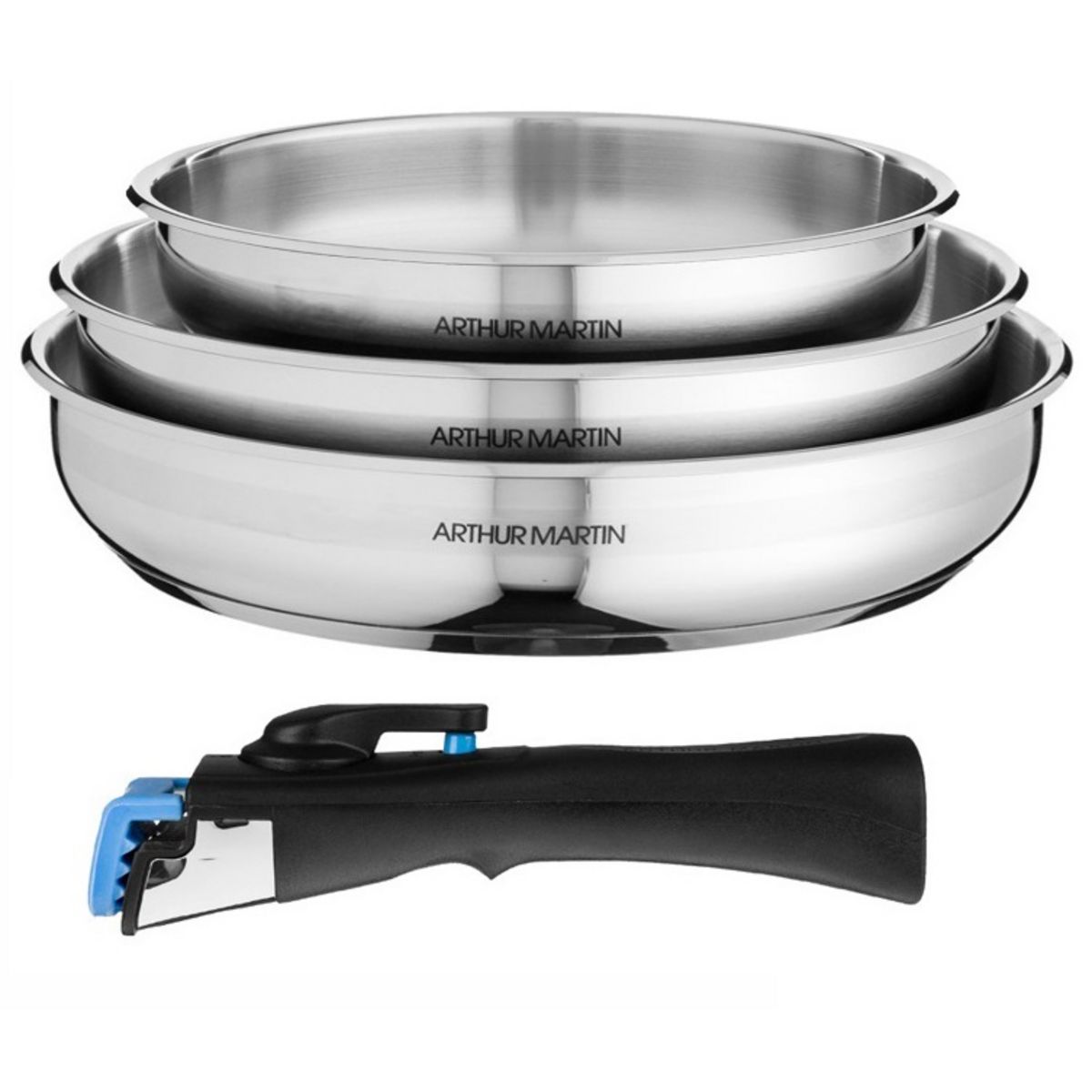 Casserole ARTHUR MARTIN inox 20 cm manche fixe