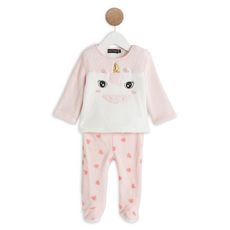 IN EXTENSO Pyjama 2 pièces peluche licorne bébé fille (Rose)