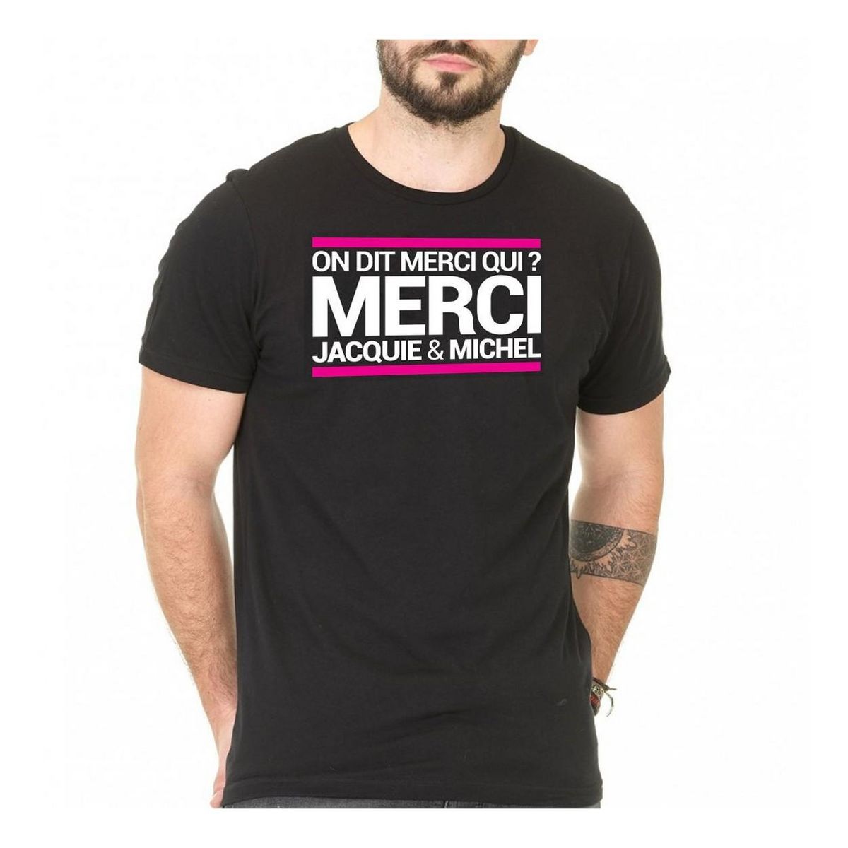 T shirt Homme Jacquie et Michel Noir pas cher Auchan.fr