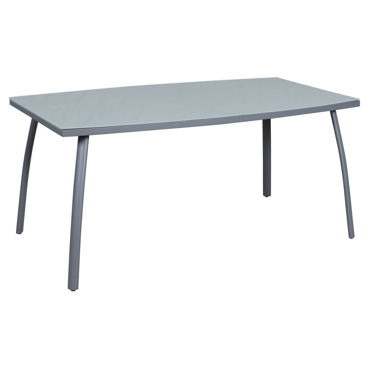 GARDENSTAR Table de jardin en acier grise avec plateau verre trempé 7 places 