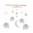  Mobile en bois lit bébé,  Éléphant, lune et étoiles JaBaDaBaDo