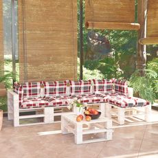 Salon de jardin palette 6 pcs avec coussins Bois de pin