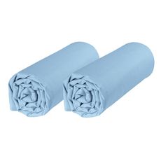 PTIT BASILE Lot x2 Draps housse berceau couffin ovales - 40x80 cm - 100% coton Bio (Bleu ciel)