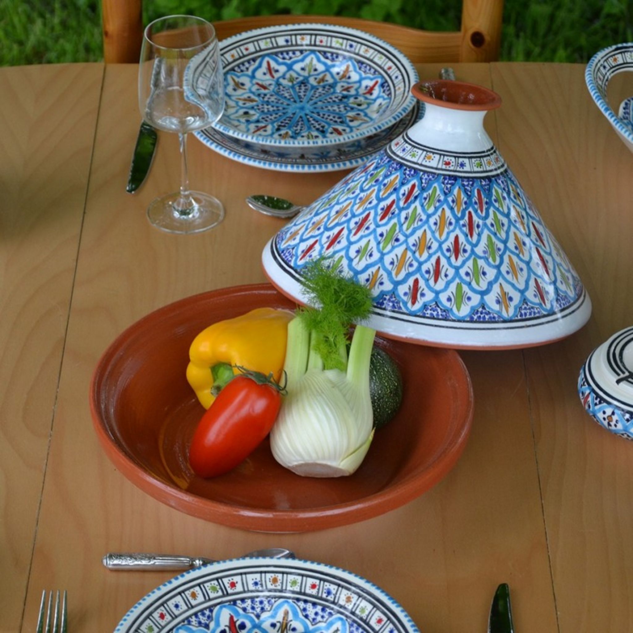 Tajine Marocain turquoise - D 31 cm traditionnel