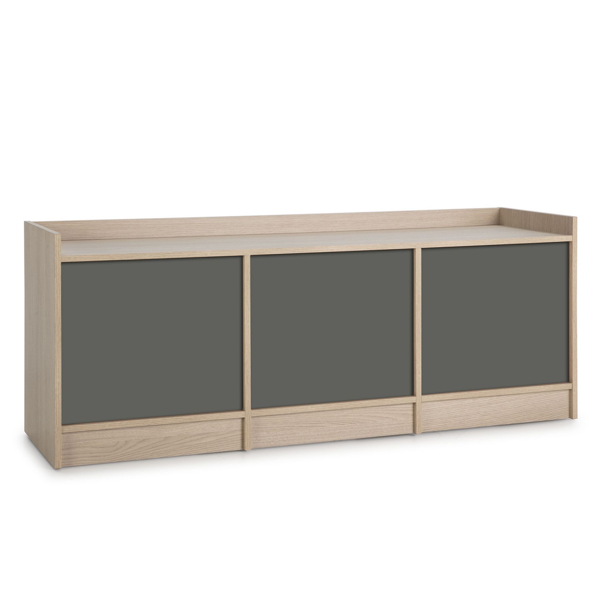 Meuble tv 2 portes coulissantes couleur gris, bois massif, 140 cm MAGNUS