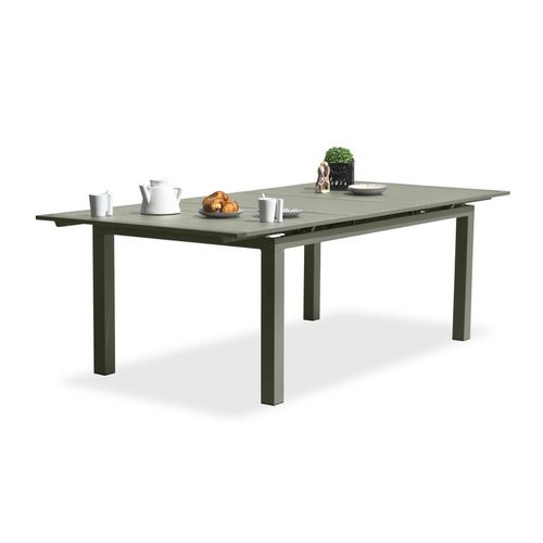 Table de jardin 180/240 x 100 cm en aluminium vert kaki MIAMI