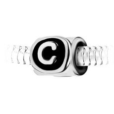 Charm perle lettre C en acier par SC Crystal perle