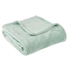 ACTUEL Plaid, couvre-lit, jeté de canapé uni très moelleux velvet 260 g/m² (Vert d'eau)