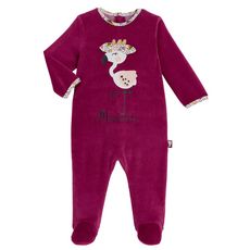 Petit Béguin Pyjama bébé en velours contenant du coton bio Muchacha (Rose)