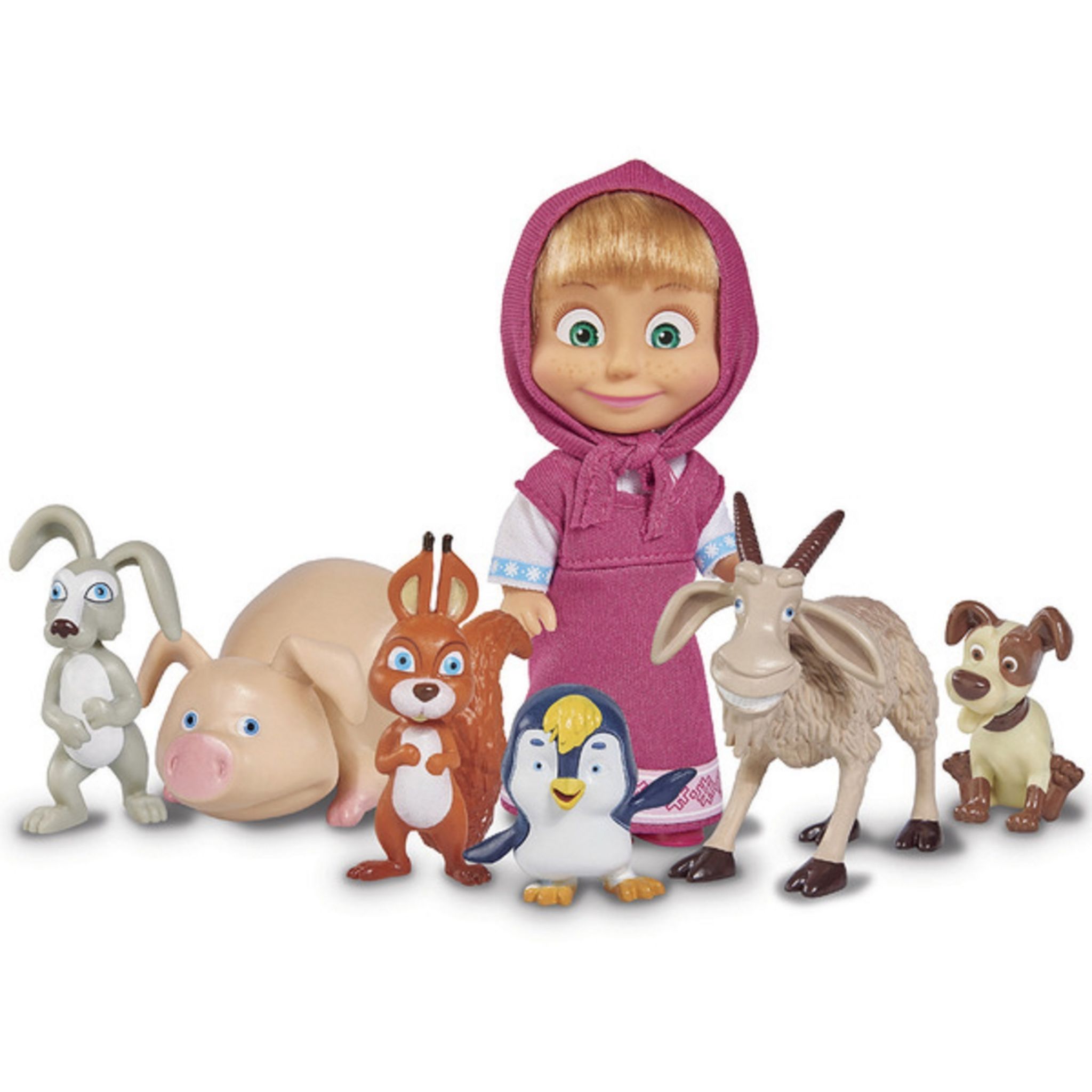 SMOBY Figurines Masha 12 cm et Michka et animaux pas cher 