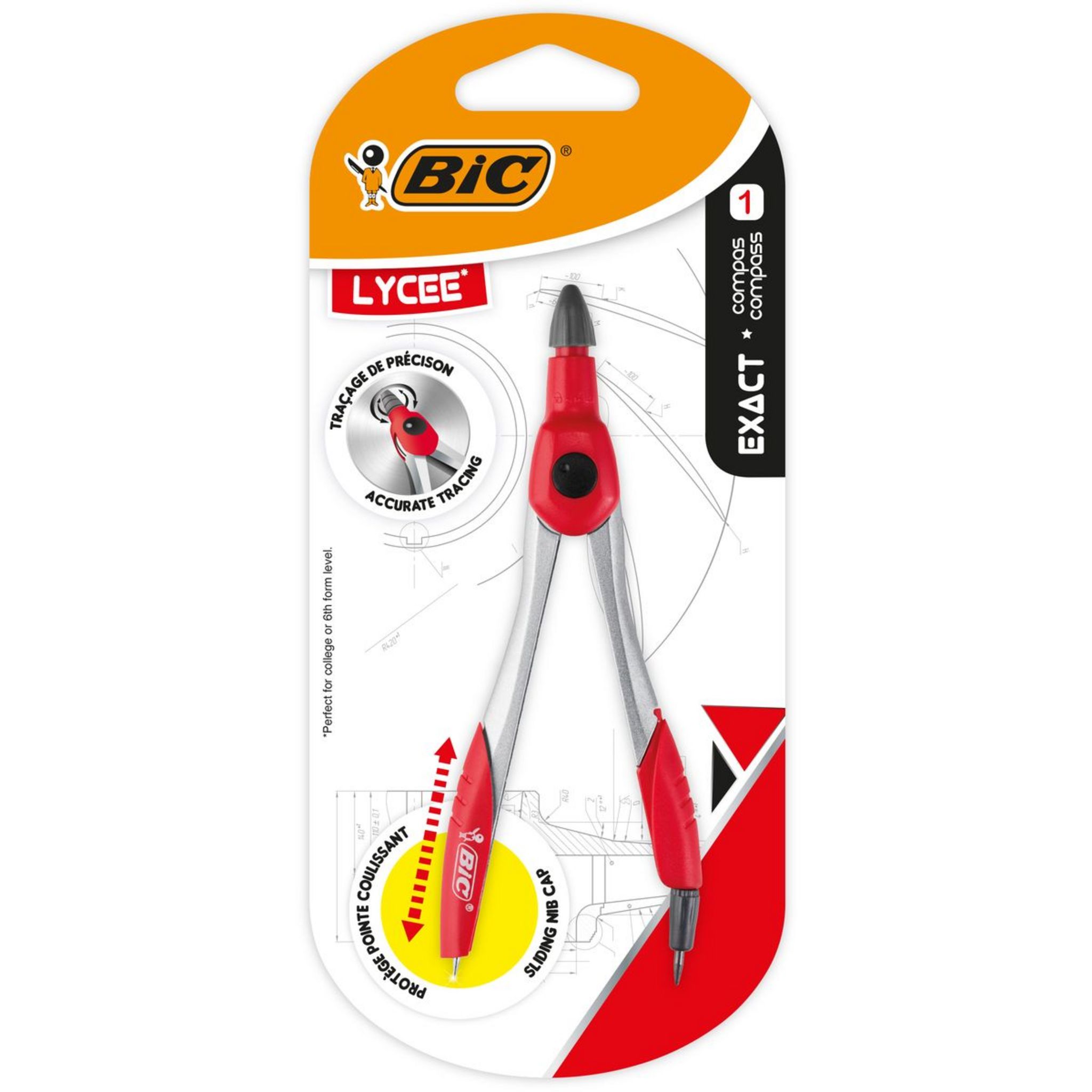 BIC Compas à mine métal EXACT rouge pas cher 