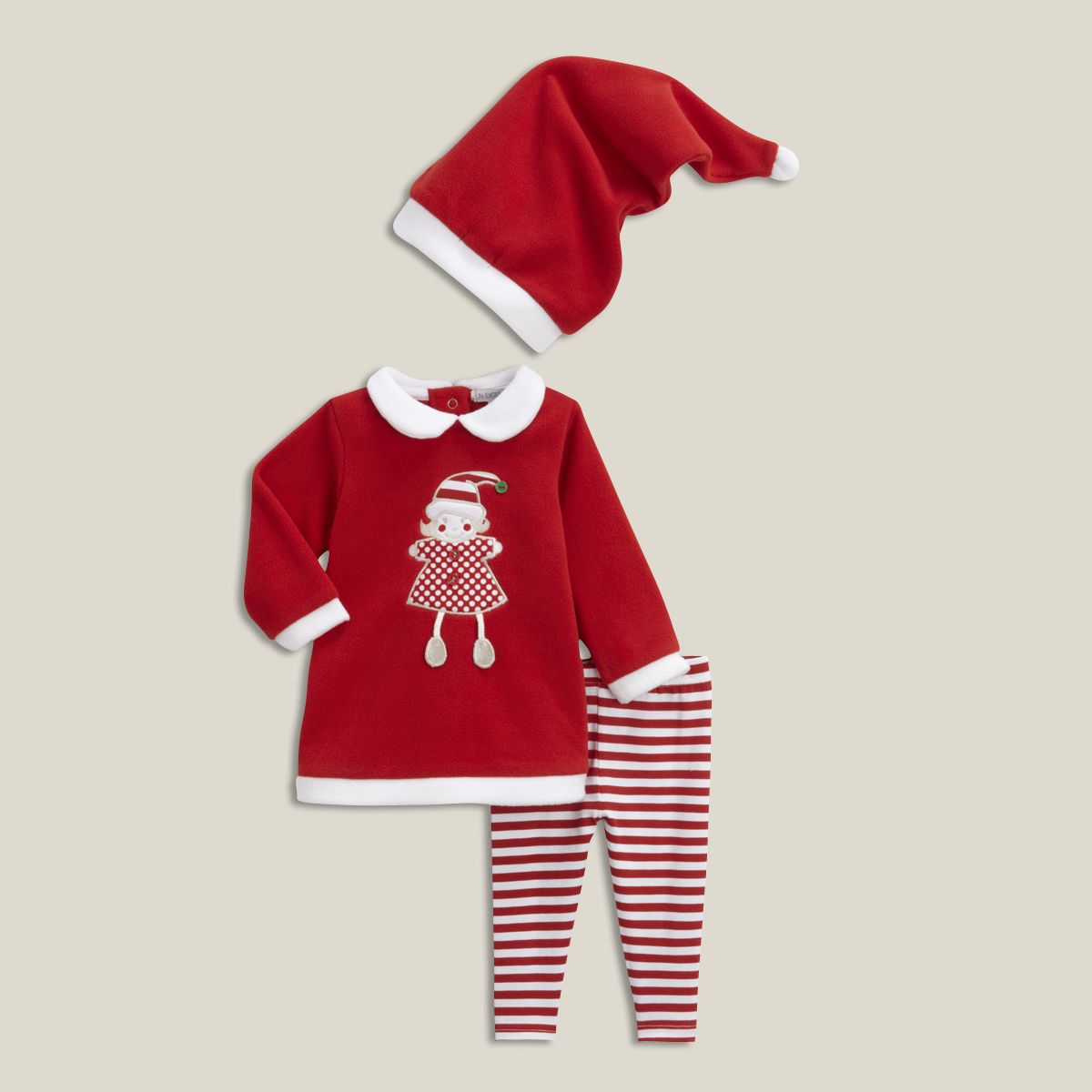 Pyjama lutin de Noël en polaire esprit déguisement avec ensemble et bonnet