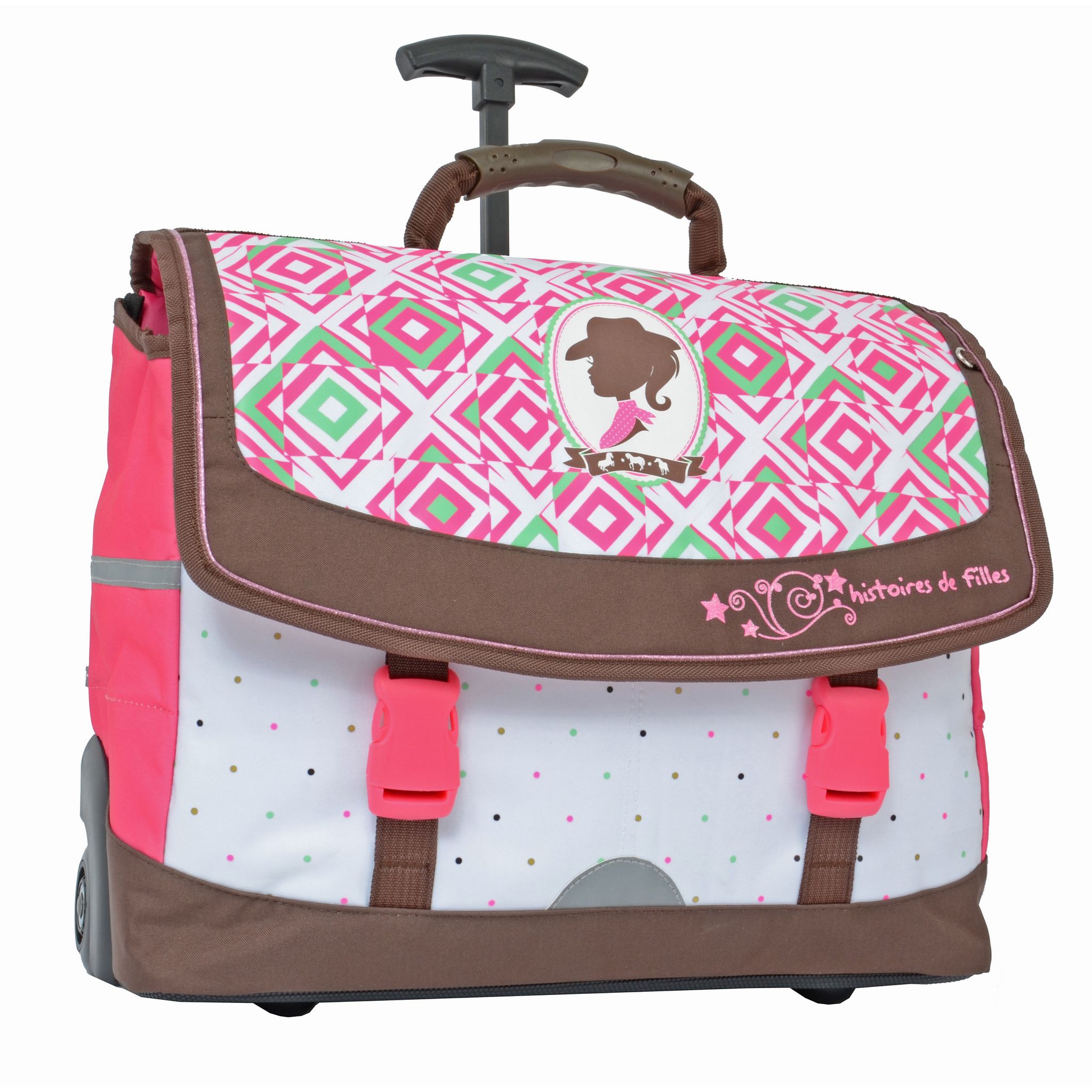 AUCHAN Cartable roulettes 41 cm Ranchgirl Histoires de filles