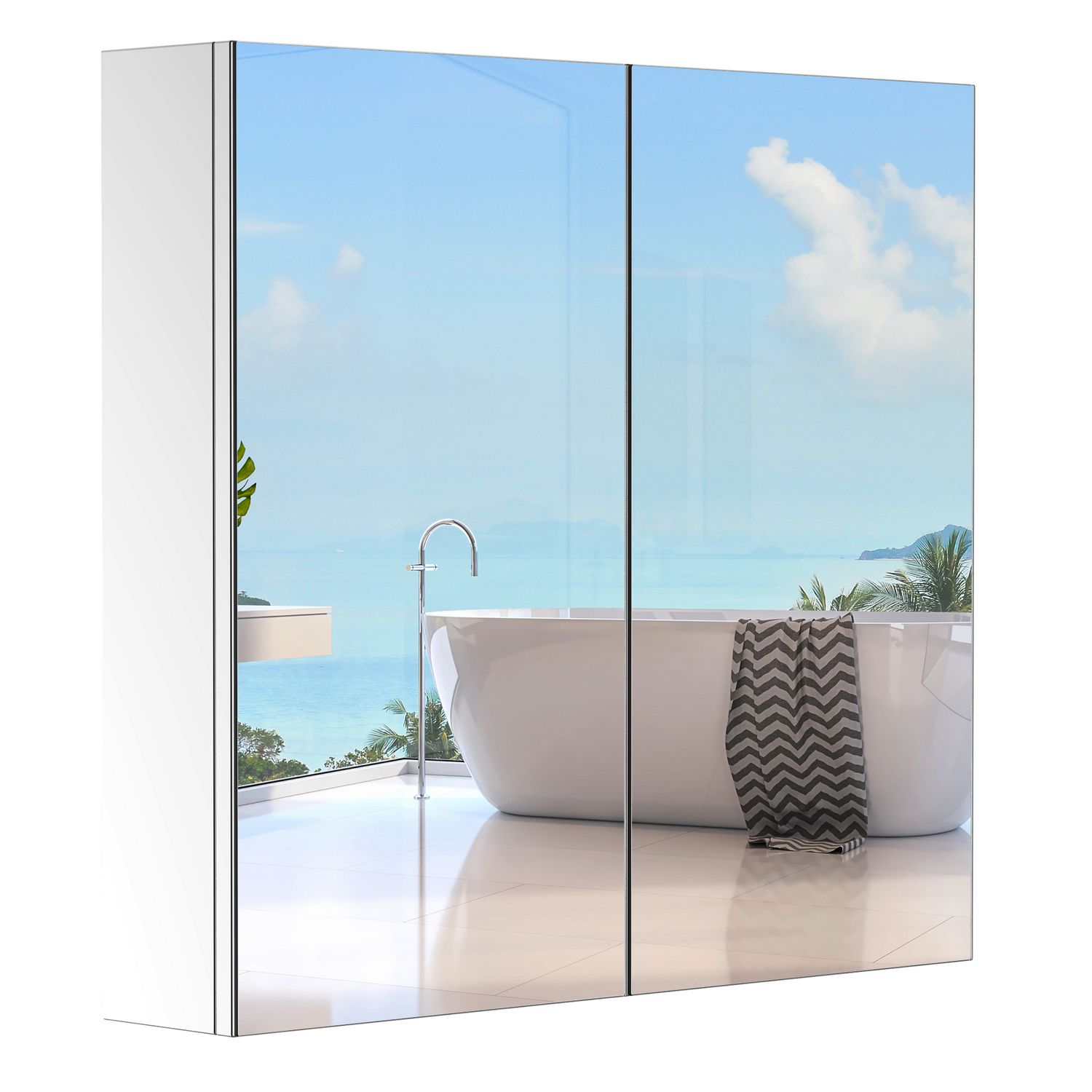 HOMCOM Armoire Miroir Salle de Bain Armoire de Toilette Murale Meuble d' angle 2 étagères dim. 30L x 18,4l x 60H cm Acier INOX. : : Cuisine  et Maison