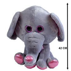  Grande peluche Elephant 47 cm gris rose gros yeux