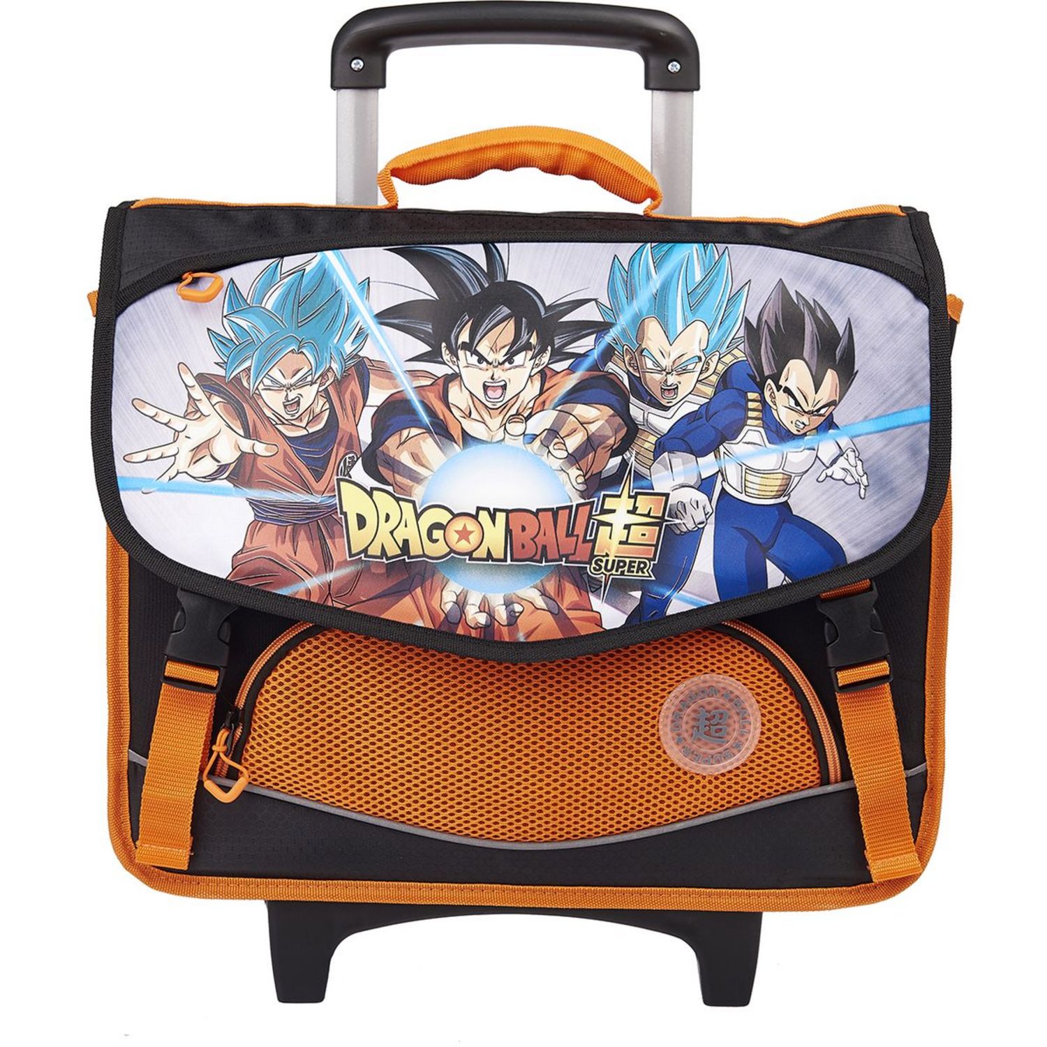 Cartable roulettes 41 cm CM1 CM2 orange et noir DRAGON BALL pas