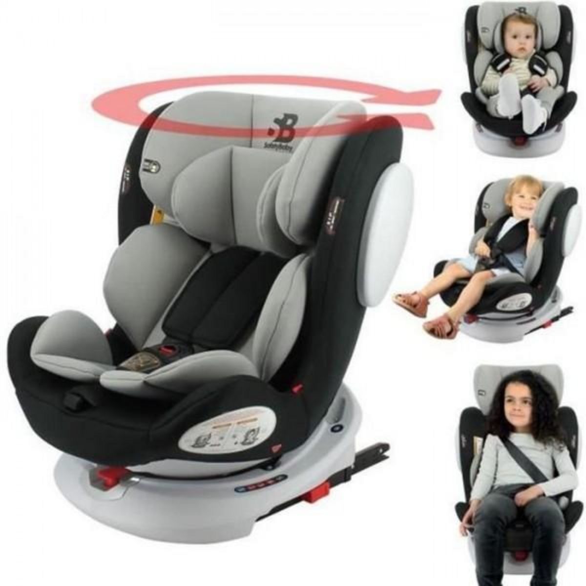 Siege Auto SAFETY BABY - Groupe 0/1/2/3 (0-36kg) - Isofix - Pivotant a 360°  - Dos a la route 0-13 Kg - Noir pas cher 