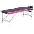 Table de massage pliable 3 zones Aluminium Noir et rose
