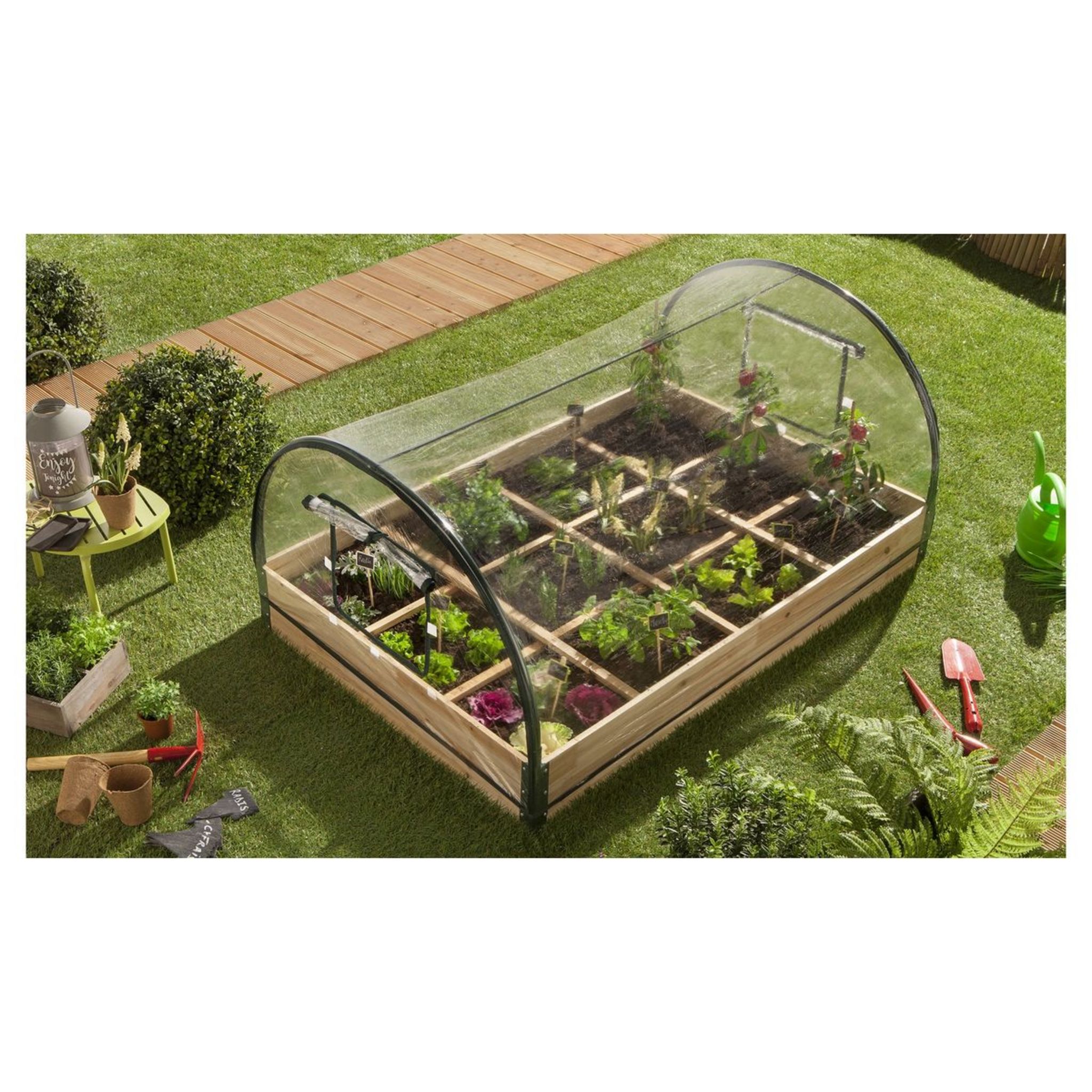 Carré potager avec treillis 12 compartiments 115x80 cm en bois