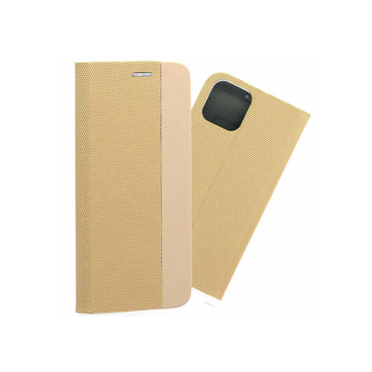amahousse Housse dorée pour iPhone 12 et 12 Pro folio tissu rabat aimanté