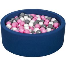  Piscine à balles Aire de jeu + 450 balles bleu marine blanc,rose clair,gris