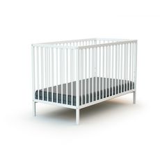 Lit Bebe En Bois Massif Blanc Sommier Reglable 60x1 Cm Webaby Pas Cher A Prix Auchan