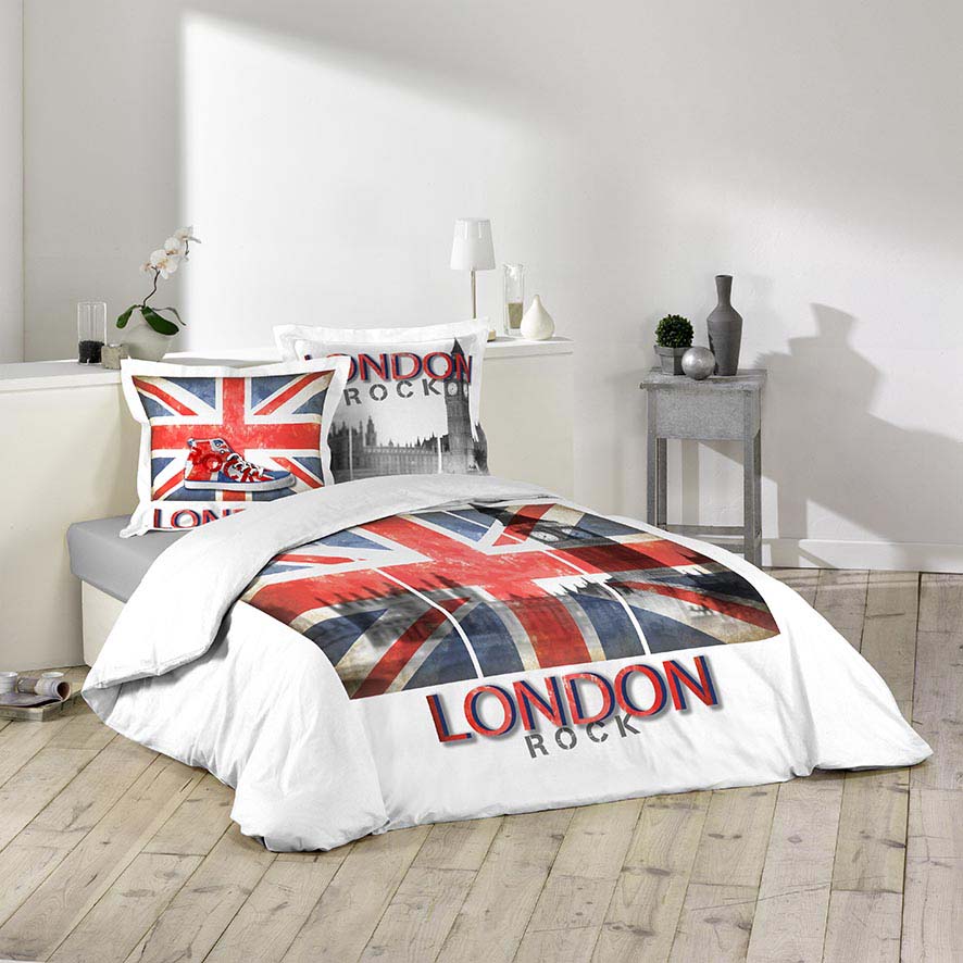 Couette Imprimée Drapeau Londres - 1 Ou 2 Personnes 200x200 - Mi Saison -  Mortreux à Prix Carrefour