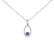 Collier - Pendentif Or Blanc Diamants et Saphir Bleu - Chaine Argent 925 Offerte