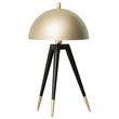 Lampe de table champignon style Art déco - lampe à poser trépied - Ø 30 x 62H cm - piètement métal noir extrémités abat-jour métal doré