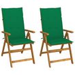 Chaises inclinables de jardin 2 pcs avec coussins Bois d'acacia
