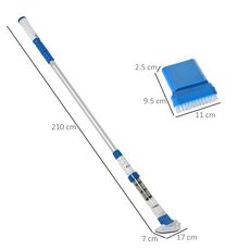 Aspirateur balai électrique sans fil piscine spa - manche télescopique, brosse, cartouche filtrante - ABS alu. - blanc bleu