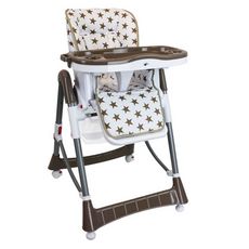 Chaise haute bébé pliable réglable hauteur dossier tablette (Marron)
