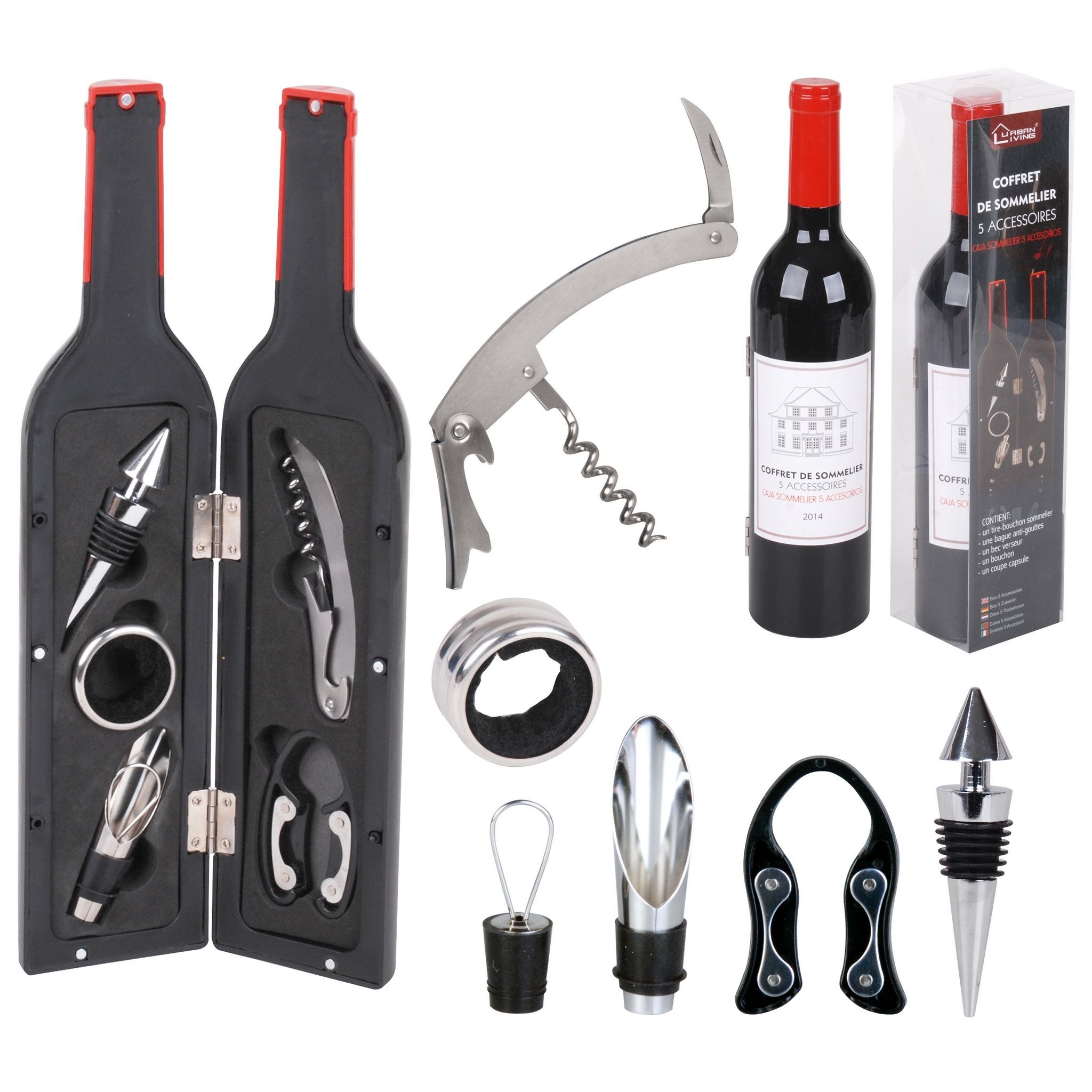 Set 5 pièces accessoires vins pas cher 