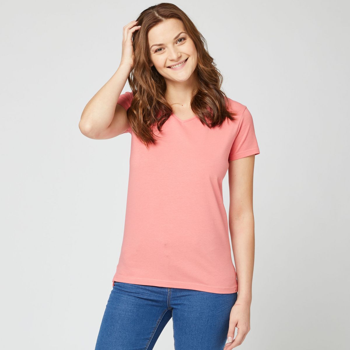 IN EXTENSO T shirt manches courtes uni rose femme pas cher Auchan