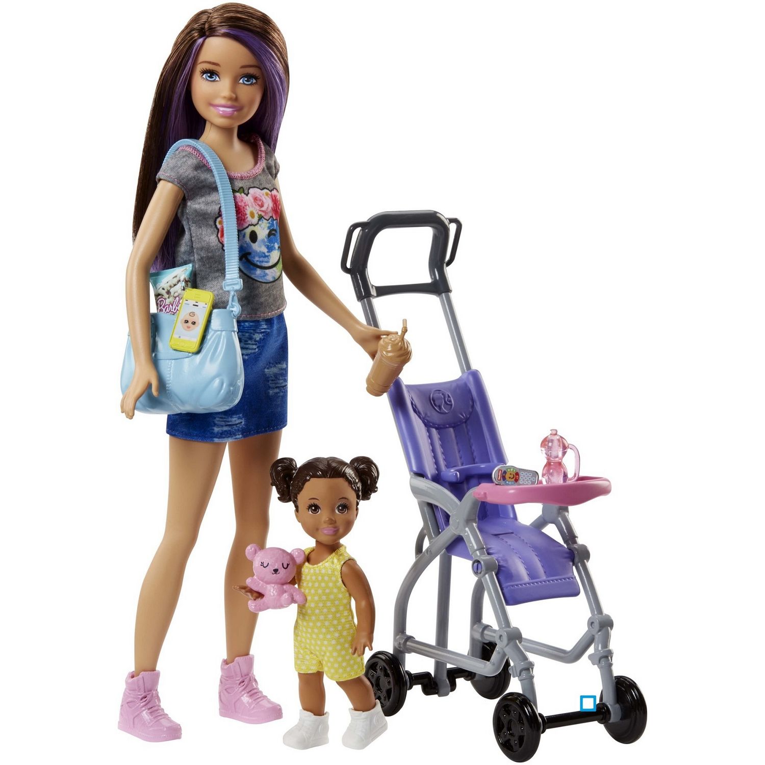 BARBIE Coffret babysitter et enfant - Barbie - SALLE DE BAIN pas cher 