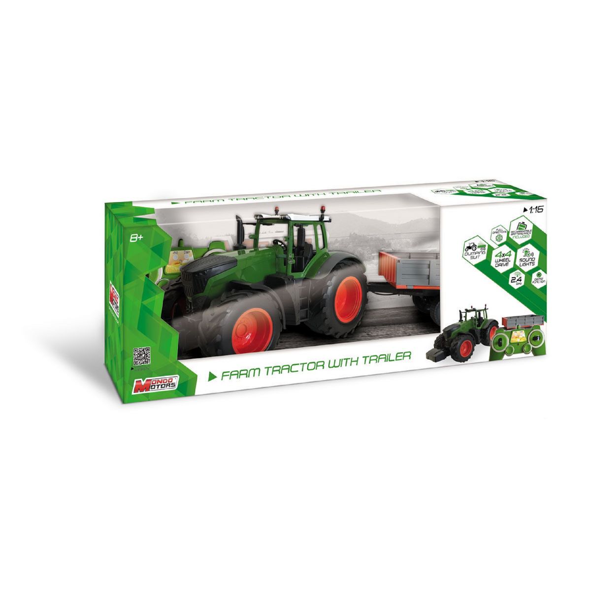 MONDO Mon tracteur radiocommandé + remorque 1/16 ieme pas cher 