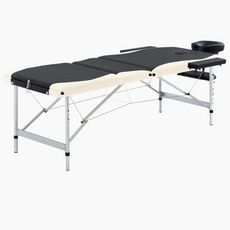Table de massage pliable 3 zones Aluminium Noir et beige