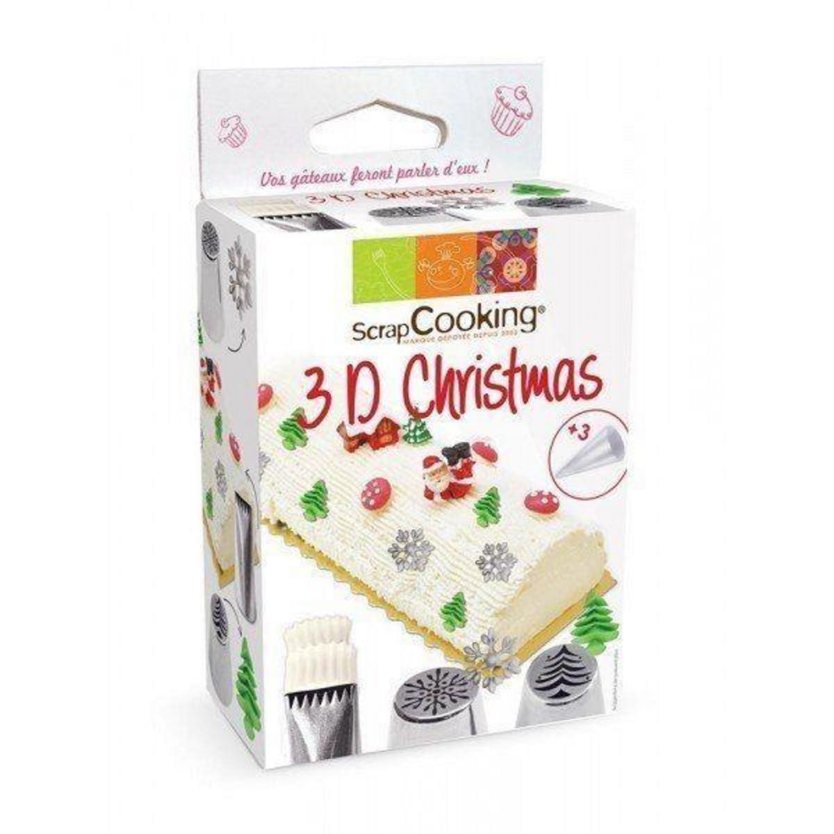 SCRAPCOOKING Kit de douilles à pâtisserie 3D - Edition Noël