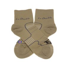 THYO Chaussette Courtes - 1 paire - Coutures plates - Respirantes - Sans bouclette - Trail - La Double (Beige)