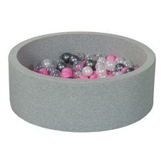  Piscine à balles Aire de jeu + 200 balles perle, transparent, rose clair, argent